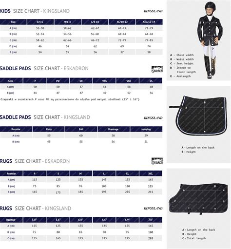 Saddle Pad Size Chart