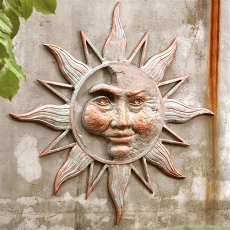 Half Face Sun Wall Plaque - Iron Accents