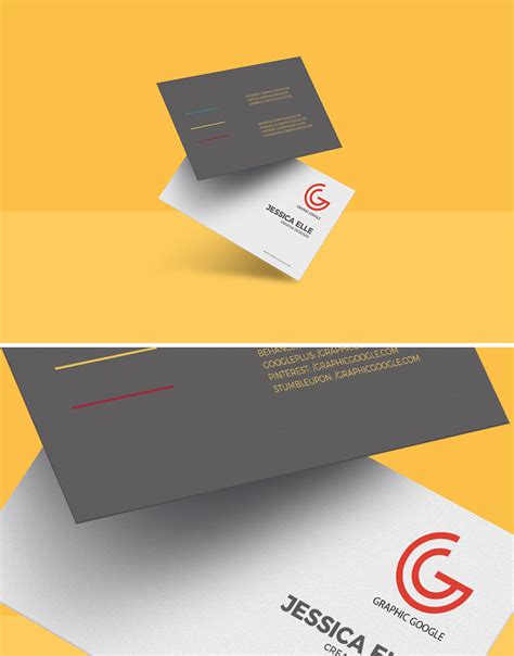 Free Floating Business Card Mockup Template