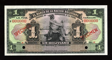 Bolivia $1 Bolivian Boliviano banknote 1911 Mercury|World Banknotes ...