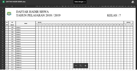 Format Daftar Hadir Siswa Excel - Riset