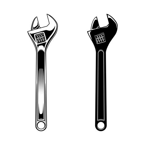 Wrench icon. Black and white illustration of wrench vector icon ...