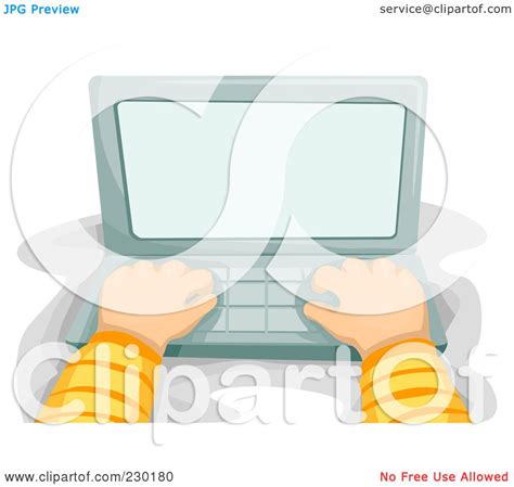 Royalty-Free (RF) Clipart Illustration of a Boy's Hands Typing On A Laptop by BNP Design Studio ...