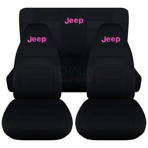 Jeep Wrangler YJ/TJ/JK 1987-2017 Black Seat Covers w Logo Front & Rear ...