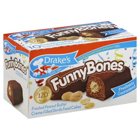 Drake's Funny Bones Frosted Peanut Butter Creme Filled Devils Food Cakes - 10 CT - Walmart.com ...