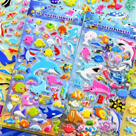 Randomly Selected 3d Bubble Sticker Underwater World Ocean - Temu