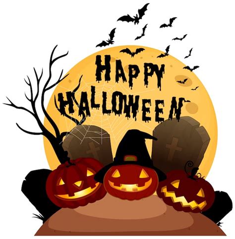 Free Vector | Happy halloween on white background