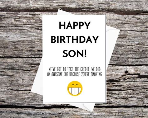 Son birthday card funny son card son card from mum and dad | Etsy