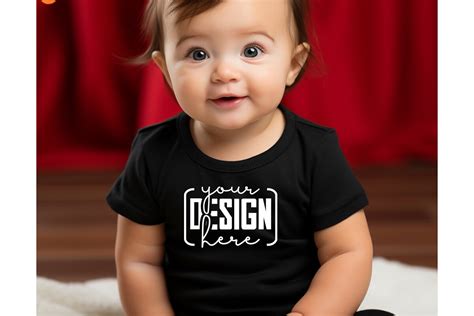 Christmas Cute Baby Black T-Shirt Mockup Graphic by CityMockupStore · Creative Fabrica