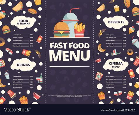 Fast food menu design template restaurant Vector Image