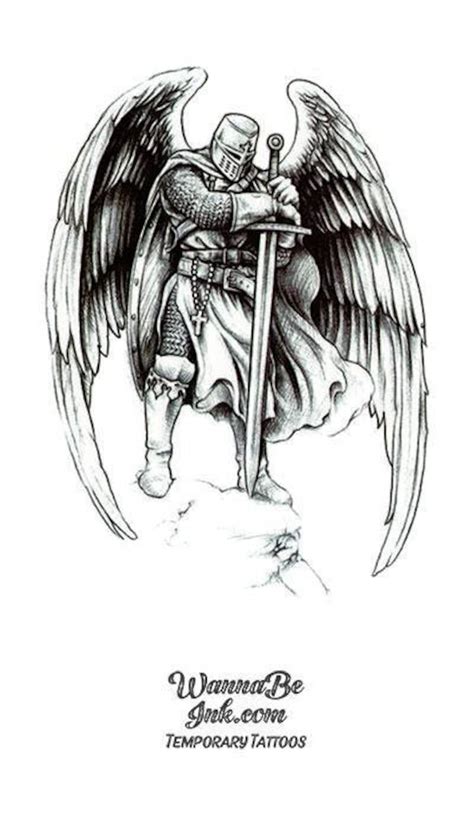 Buy Kneeling Angel Warrior and Sword Best Temporary Tattoos Online in ...