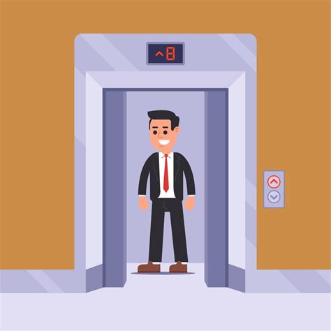 an elevator passenger rises to his floor flat vector illustration 2517177 Vector Art at Vecteezy