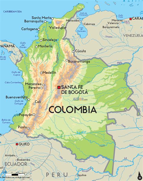 Road Map of Columbia and Columbian Road Maps | Columbia map, Colombia map, South america map