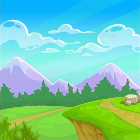 Cartoon Sunny Day Landscape | Scenery drawing for kids, Cartoon ...