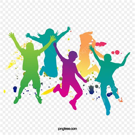 Crowd Dancing Silhouette Vector PNG, Colorful Crowd Dancing Portrait Silhouette, Dance Clipart ...