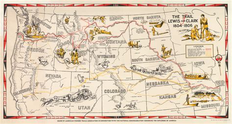 Vintage Map of The Trail of Lewis and Clark 1804-1806 – New World Cartographic