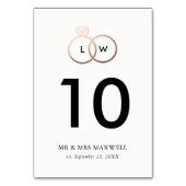 Modern Rose Gold Wedding Rings Table Number | Zazzle