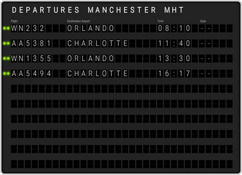 Manchester Airport Departures [MHT] Flight Schedules & departure