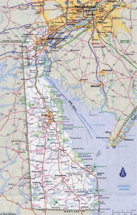 Large detailed roads and highways map of Delaware state with all cities ...