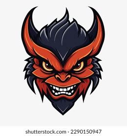 Red Devil Head Logo Mascot Vector Stock Vector (Royalty Free ...