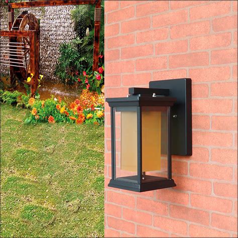 Black Modern Outdoor Wall Light Fixture Wall Lights with Glass Shade - Warm White