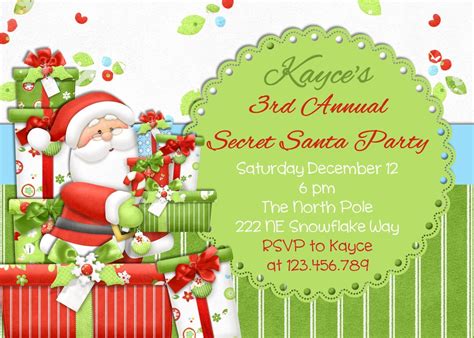 Secret Santa Christmas Party Invitation Printable Design