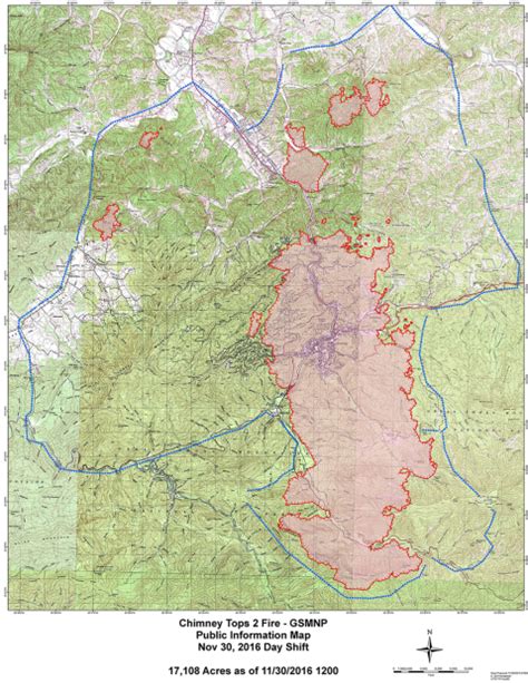 The Smoky Mountain Hiking Blog: Map of Gatlinburg Fire Impact Area