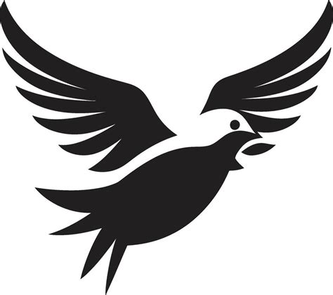 Black Dove Vector Logo with Text and Calligraphic Background A ...