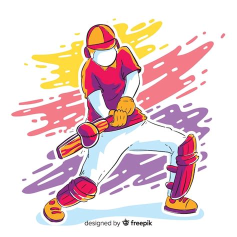 Colorful batsman playing cricket | Free Vector