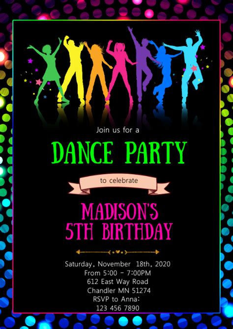 Dance birthday party invitation Template | PosterMyWall