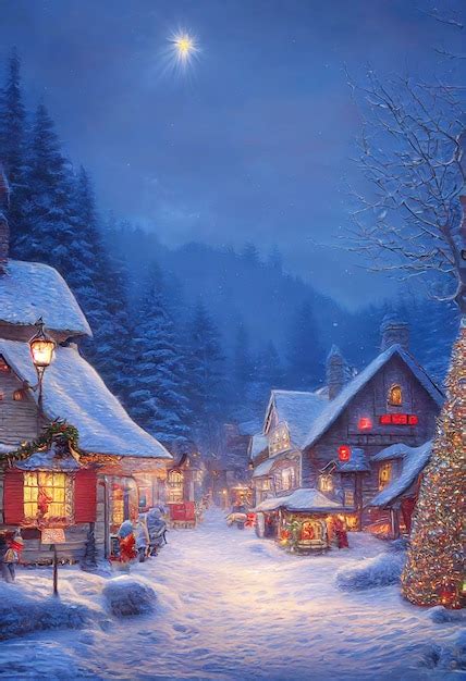 Premium Photo | A beautiful outdoor Christmas scene illustration of a ...