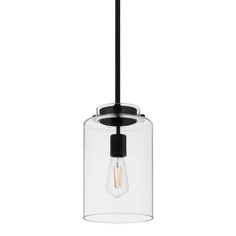 Hampton Bay Mullins 6.75 in. 1-Light Coal Mini Pendant Hanging Light, Kitchen Pendant Lighting ...