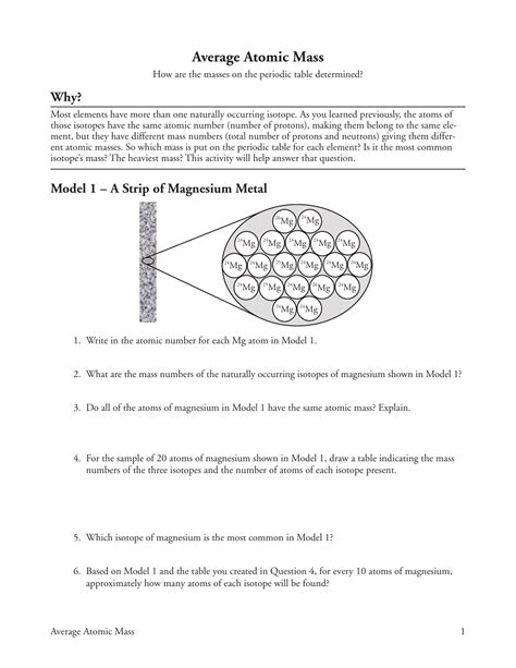 Average Atomic Mass Worksheet – Englishworksheet.my.id