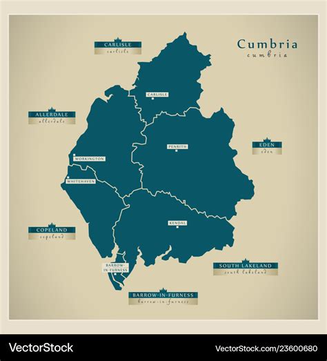 Modern map - cumbria county with districts Vector Image