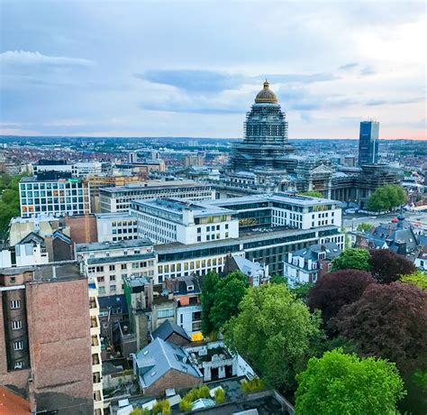 Aerial view of the Brussels city skyline at sunset in Belgium. - Ayelet ...