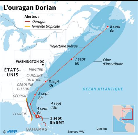 L'ouragan Dorian avance vers les Etats-Unis après avoir ravagé les Bahamas