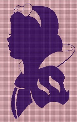 Snow White pink and purple silhouette cross stitch pattern in pdf ...