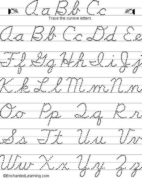 Writing Cursive Letters: EnchantedLearning.com | Cursive writing worksheets, Learning cursive ...