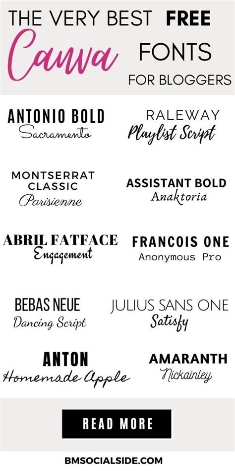 15 FREE Canva Fonts for Bloggers in 2020 - Bmsocialside | Font pairing, Canva tutorial, Graphic ...