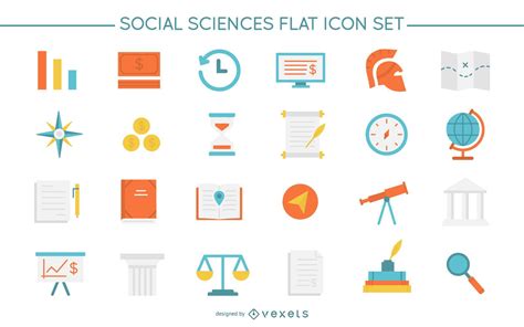 Social Sciences Flat Icon Set Vector Download