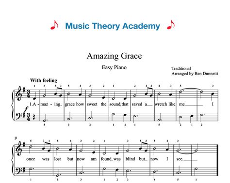 Amazing Grace - Music Theory Academy - Easy piano music download