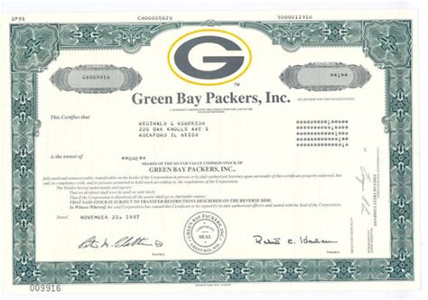 Green Bay Packers custom picture frame to fit Packers stock certificate ...