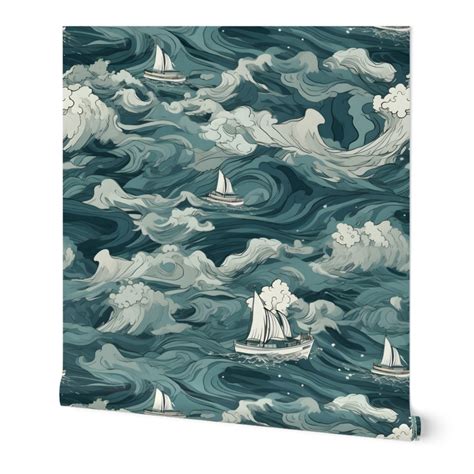 Storm at sea Wallpaper | Spoonflower