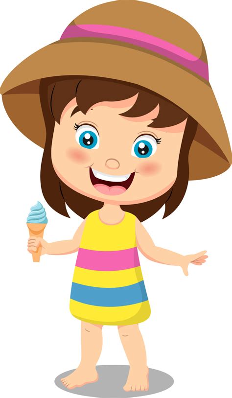 Cute little girl cartoon eating ice cream 8568648 Vector Art at Vecteezy