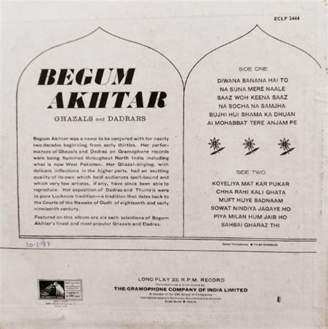 Begum Akhtar – Ghazals & Dadrars – Vinyl World