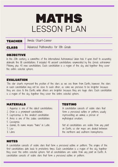 Free Modern Simple High School Lesson Plan template