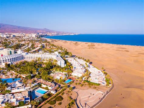 Aerial View of the Maspalomas Dunes on the Gran Canaria Island. Stock ...