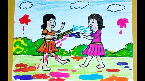 Holi Festival Drawing For Kids How To Draw Holi Drawing For Kids Holi – Otosection