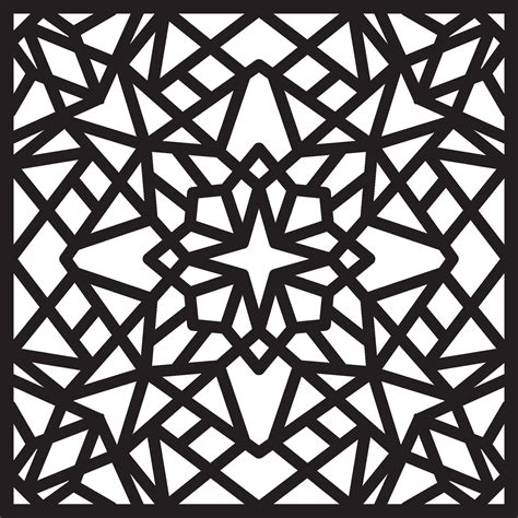 Vector black and white geometric pattern. Square ornament. Arabesque ...