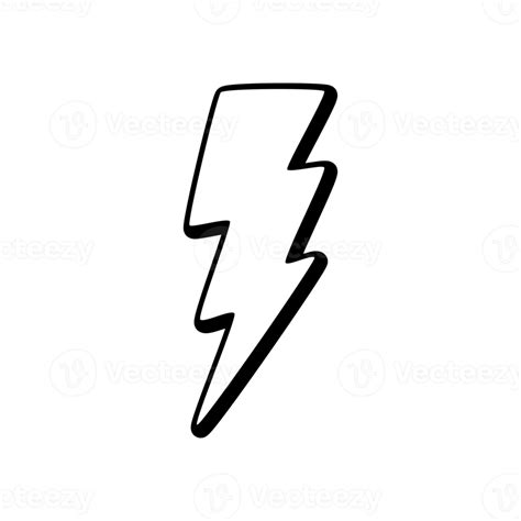 Cartoon drawing of lightning bolt with transparent background. Comic ...